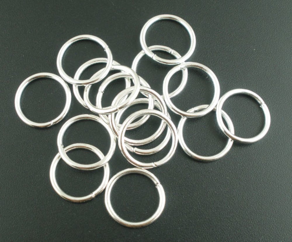 10 dikke open verbindingsringen 16 mm zilver