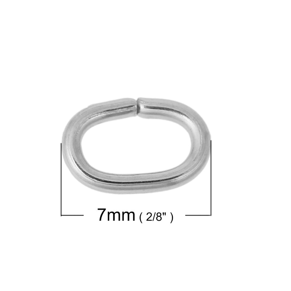 10 Open ovale verbindingsringen 07 X 5 mm Roestvrij staal
