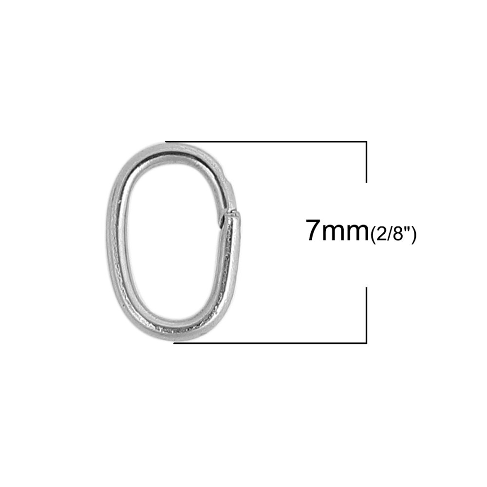 10 Open ovale verbindingsringen 07 X 4 mm Roestvrij staal