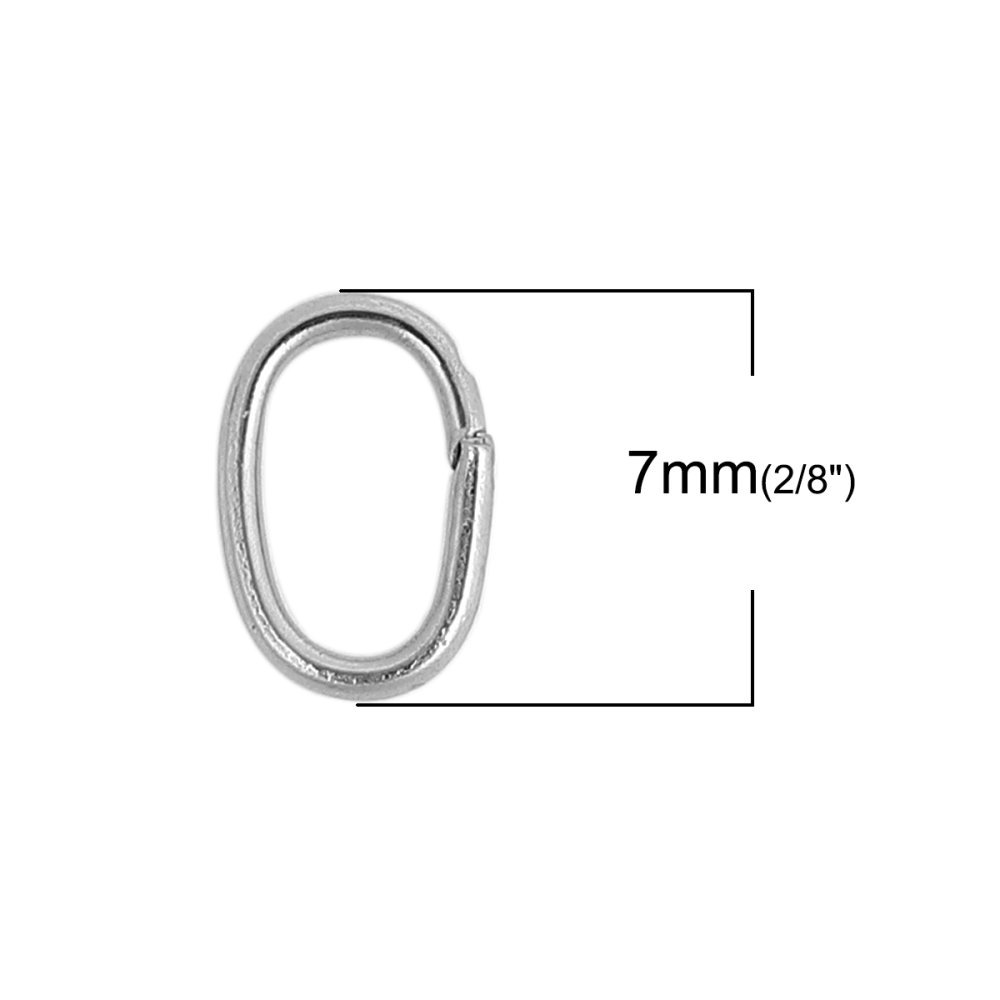 10 Open ovale verbindingsringen 07 X 4 mm Roestvrij staal