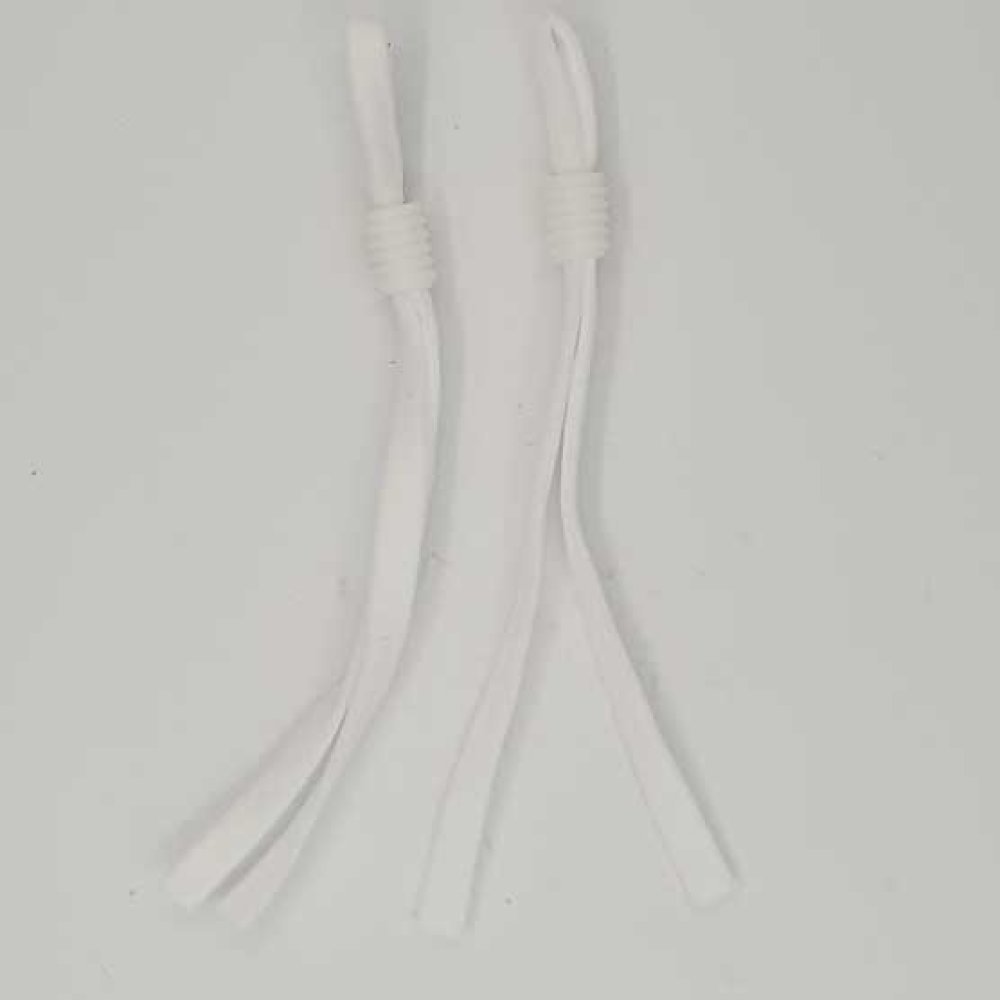 10 Witte elastische koordbanden met verstelbare gesp voor bevestiging van het masker. N°02.