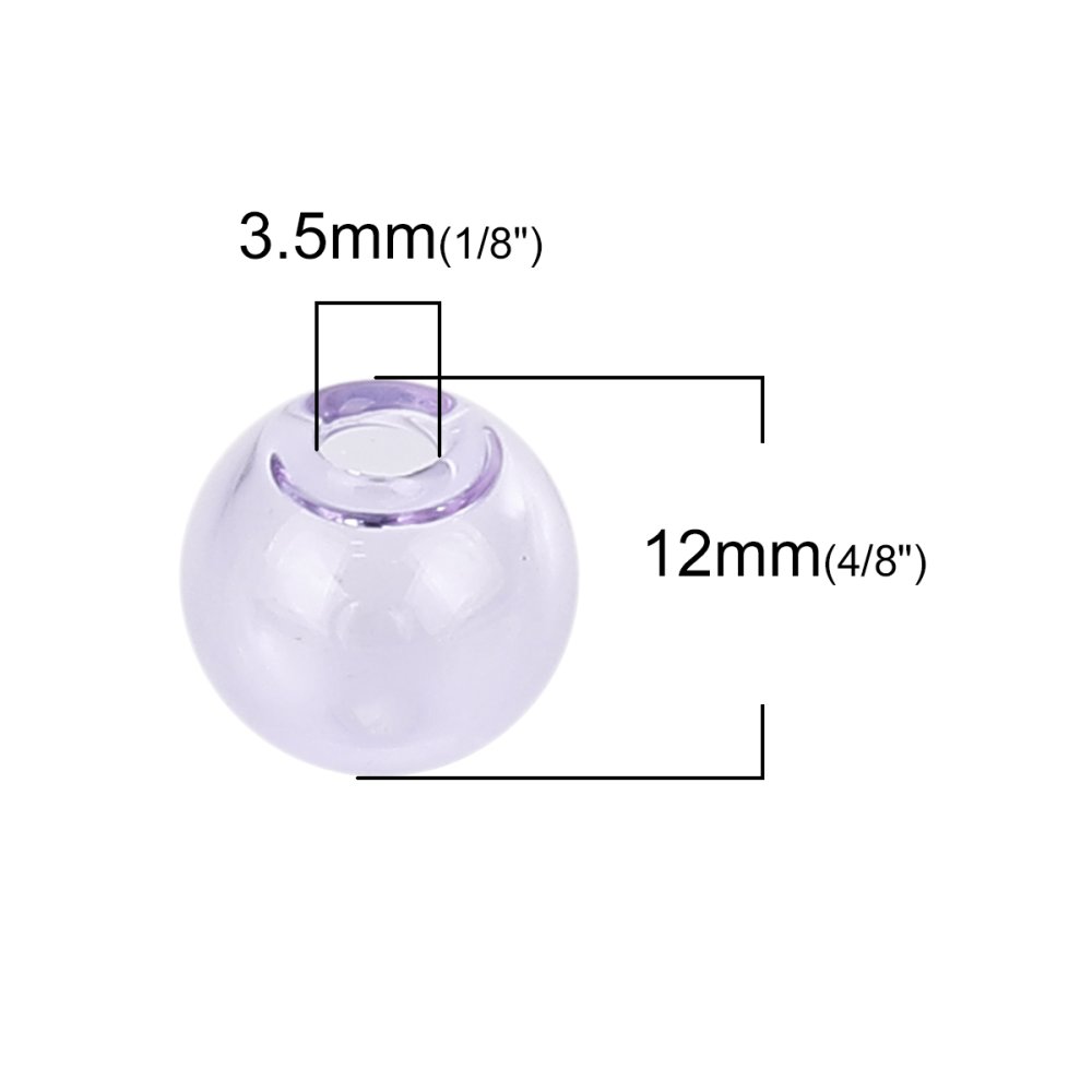 10 Glazen bollen rond 12mm Paars om te vullen