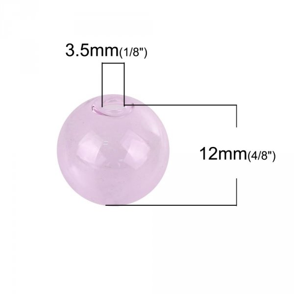 10 Glazen bollen 12mm rond Roze om te vullen