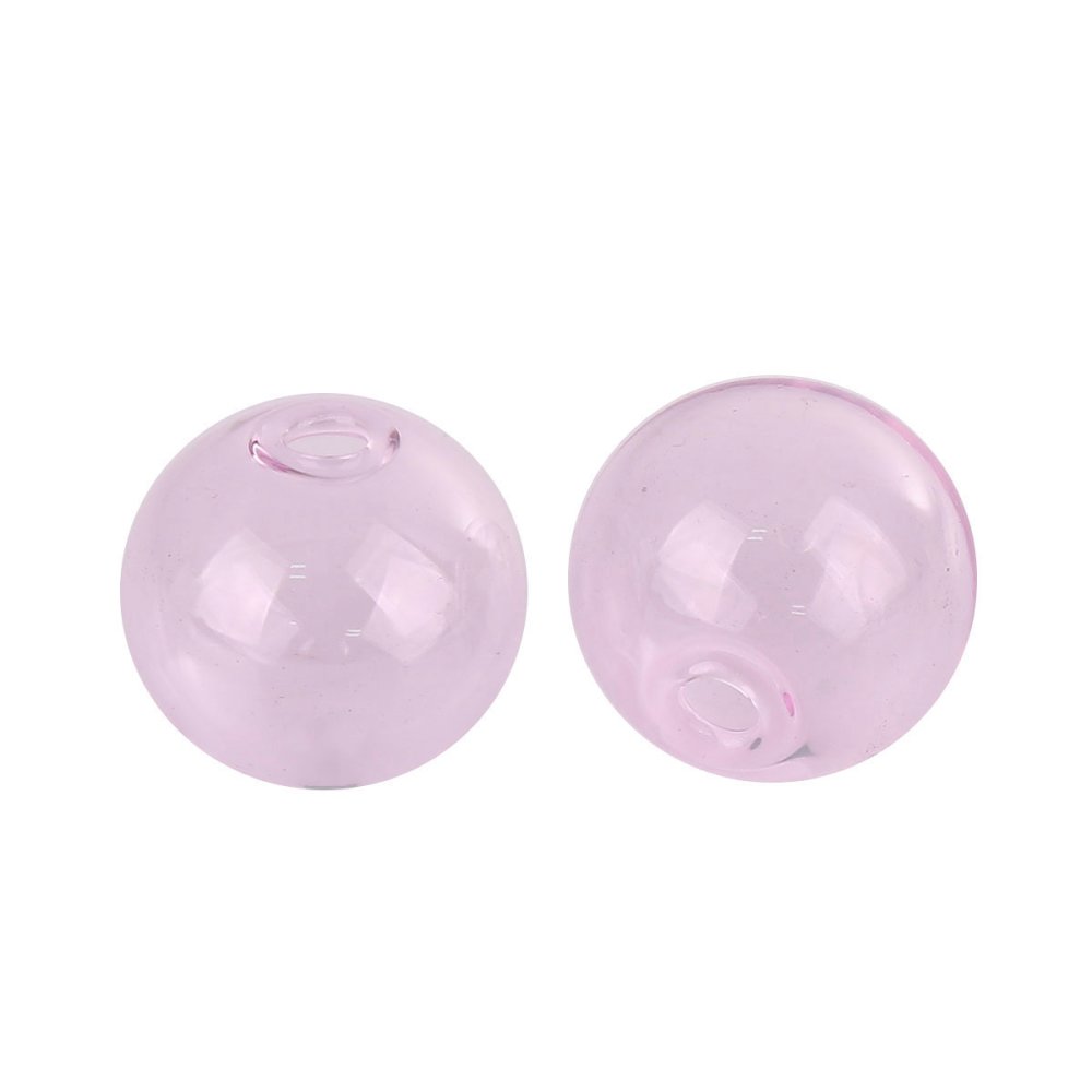 10 Glazen bollen 12mm rond Roze om te vullen