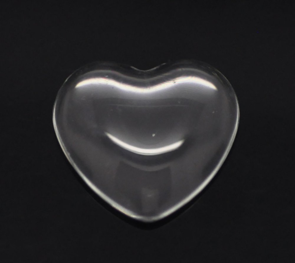 10 Cabochons Harten 14 x 15 mm in helder braamglas N°22