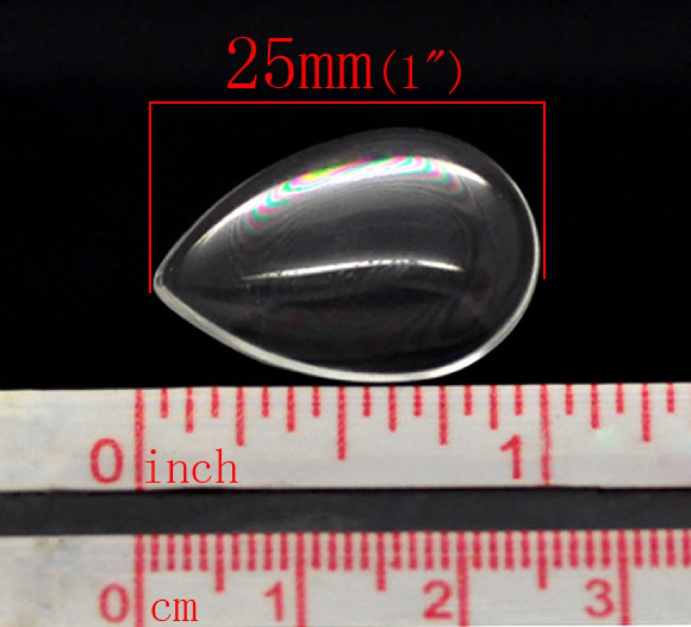 10 Cabochons Druppels 18 x 25 mm in helder vergrootglas N°25
