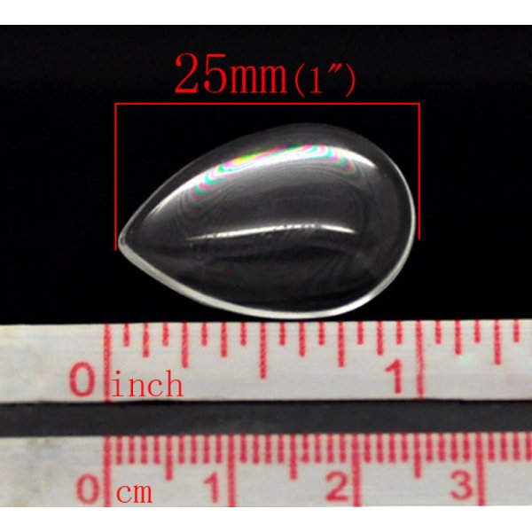 10 Cabochons Druppels 18 x 25 mm in helder vergrootglas N&deg;25