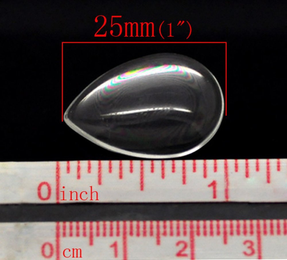 10 Cabochons Druppels 18 x 25 mm in helder vergrootglas N°25