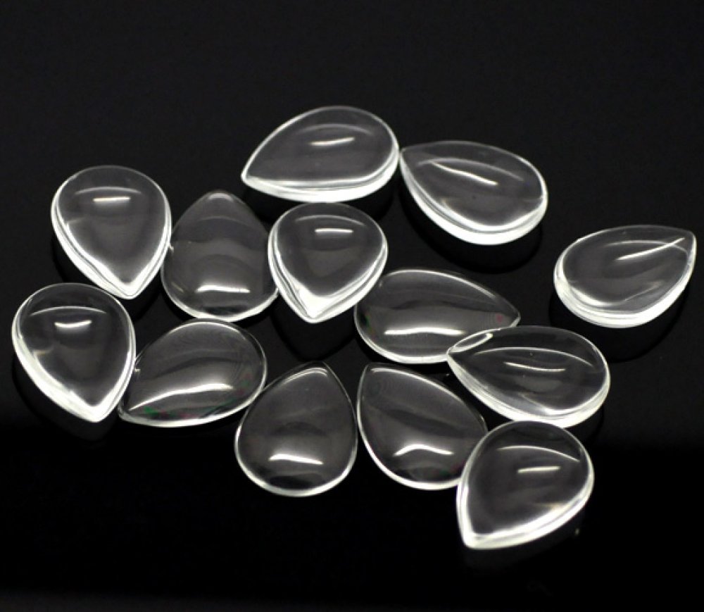 10 Cabochons Druppels 18 x 25 mm in helder vergrootglas N°25