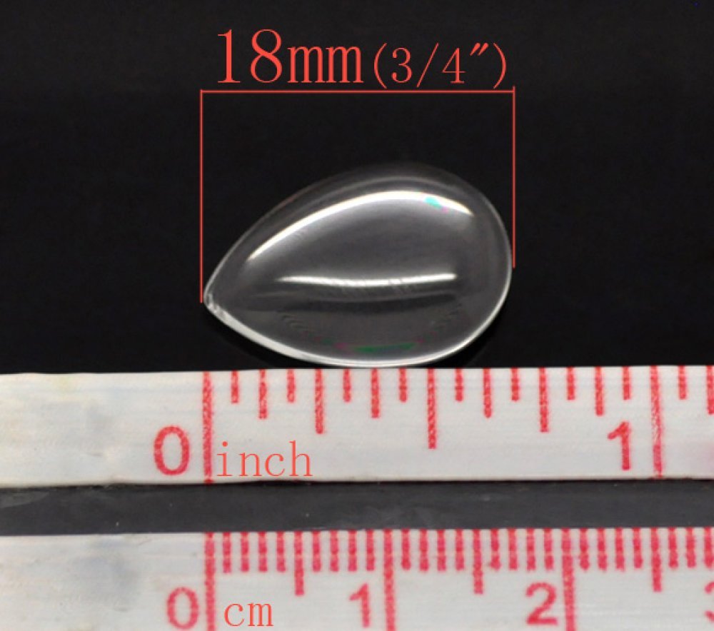 10 Cabochons Druppels 13 x 18 mm in helder braamglas N°24