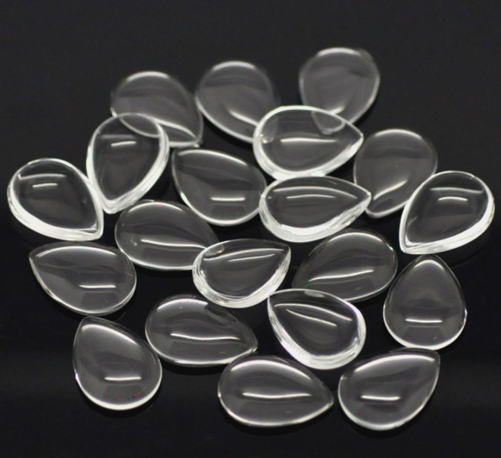 10 Cabochons Druppels 13 x 18 mm in helder braamglas N°24