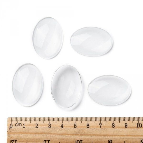 10 Ovale Cabochons 25 x 35 mm in helder braamglas N&deg;20