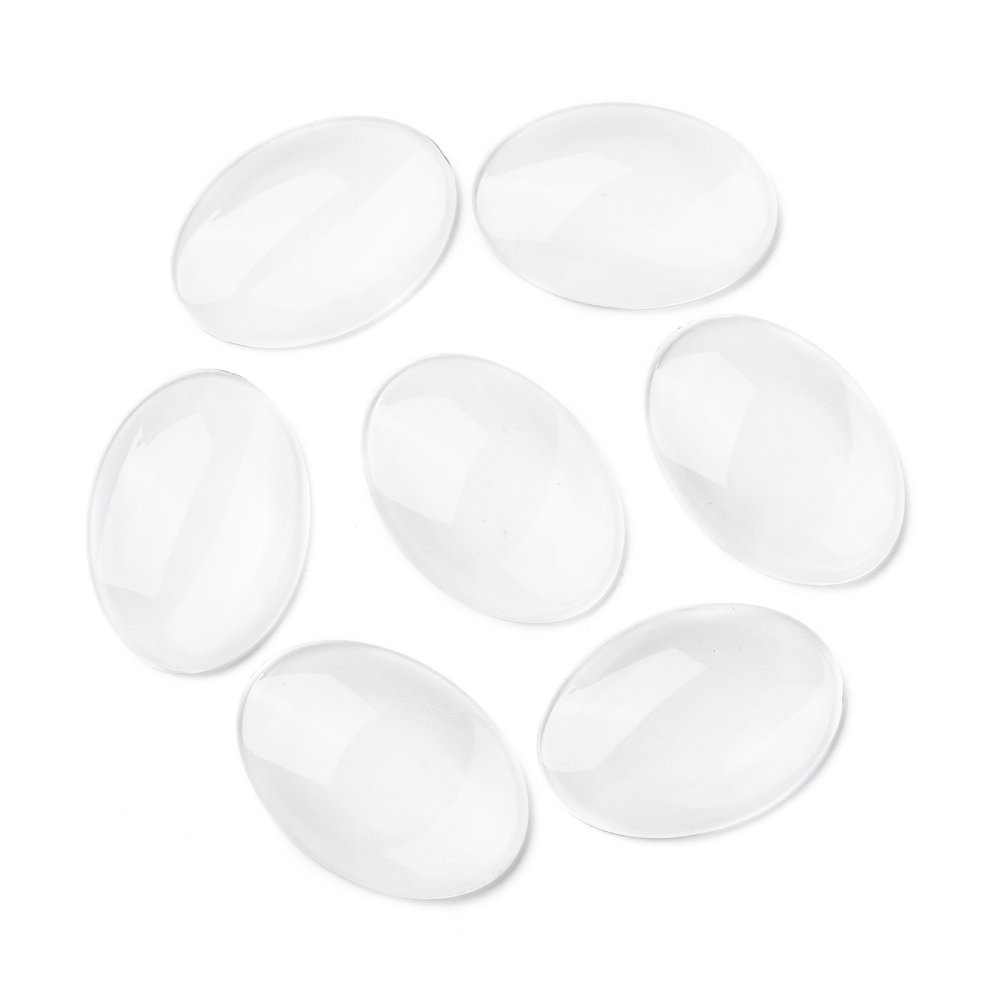 10 Ovale Cabochons 25 x 35 mm in helder braamglas N°20