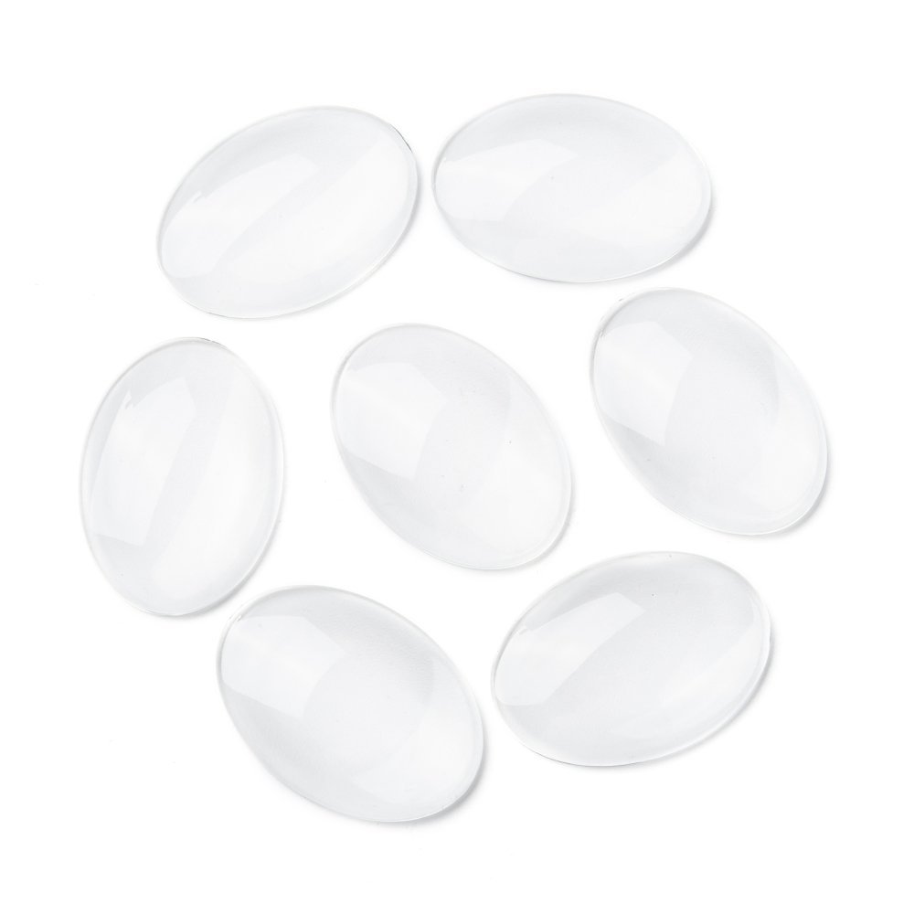 10 Ovale Cabochons 25 x 35 mm in helder braamglas N°20