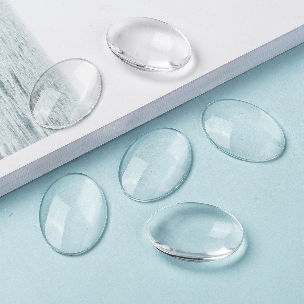 10 Ovale Cabochons 25 x 35 mm in helder braamglas N°20
