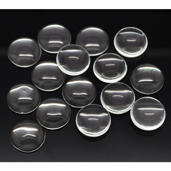 10 Cabochons Rond 18 mm in helder braamglas N&deg;07