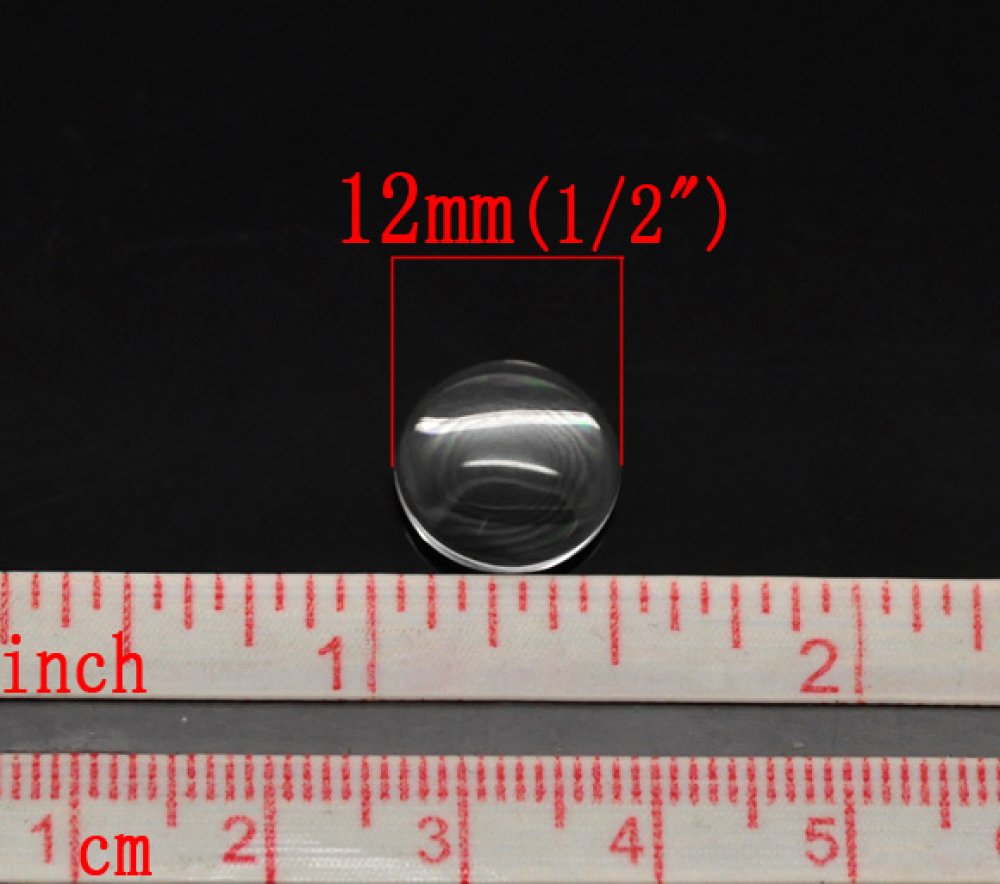 10 Cabochons Rond 12 mm in transparant braamglas N°03