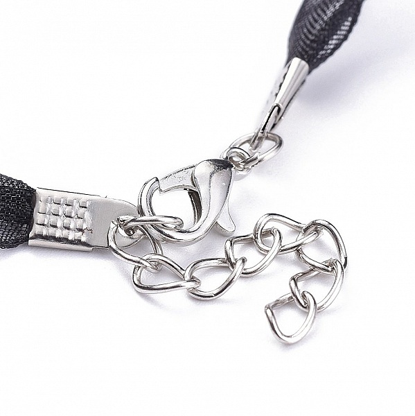 10 Organza lint en zwart waxkoord kettingen