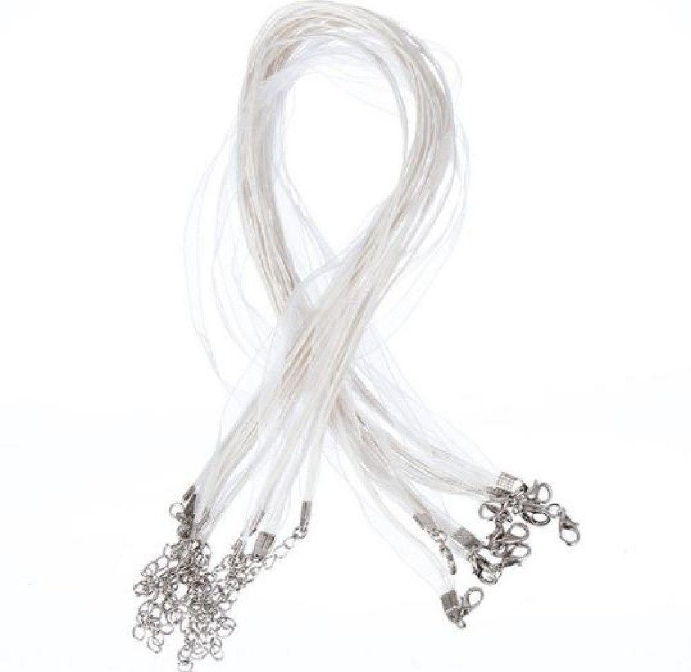 10 Organza lint en wit waxkoord kettingen