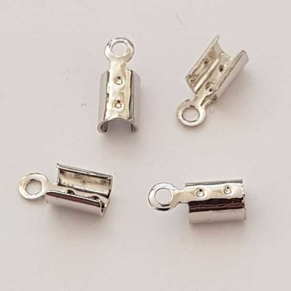 10 Embouts &agrave; coller Serres Cordons Argent Vieilli 4 x 3 mm N&deg;02
