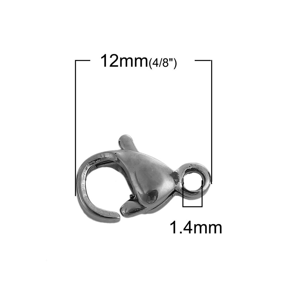 10 Roestvrijstalen karabijnhaken 12 x 07 mm.