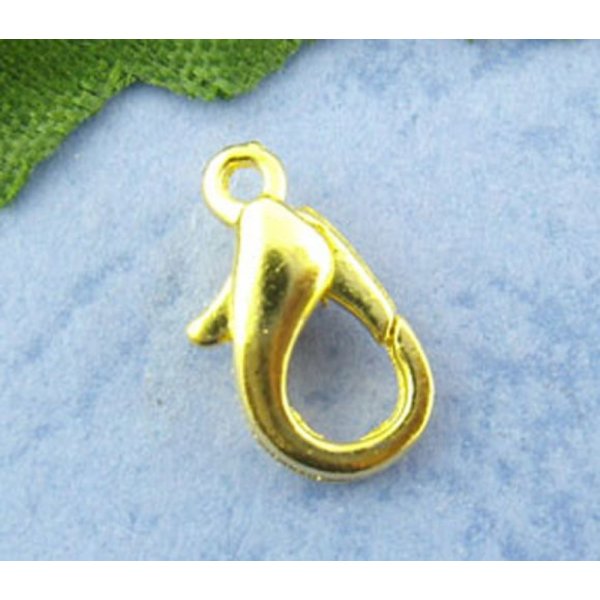 10 karabijnhaken 12 x 07 mm verguld