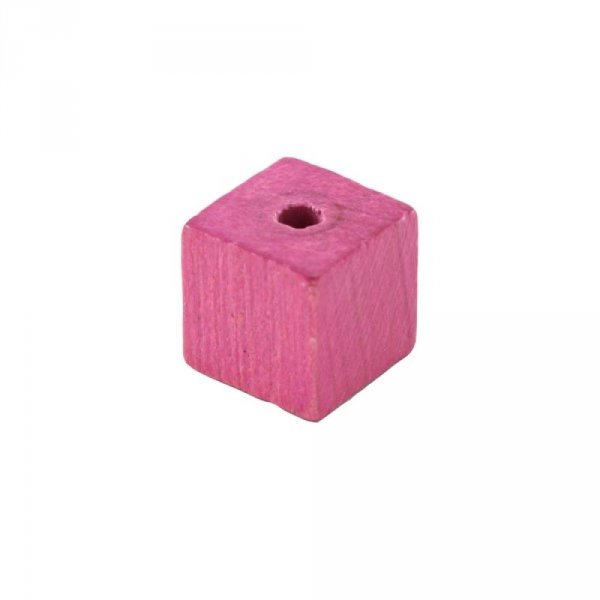 10 Houten Kralen Kubus / Vierkant 10 mm Helder Roze