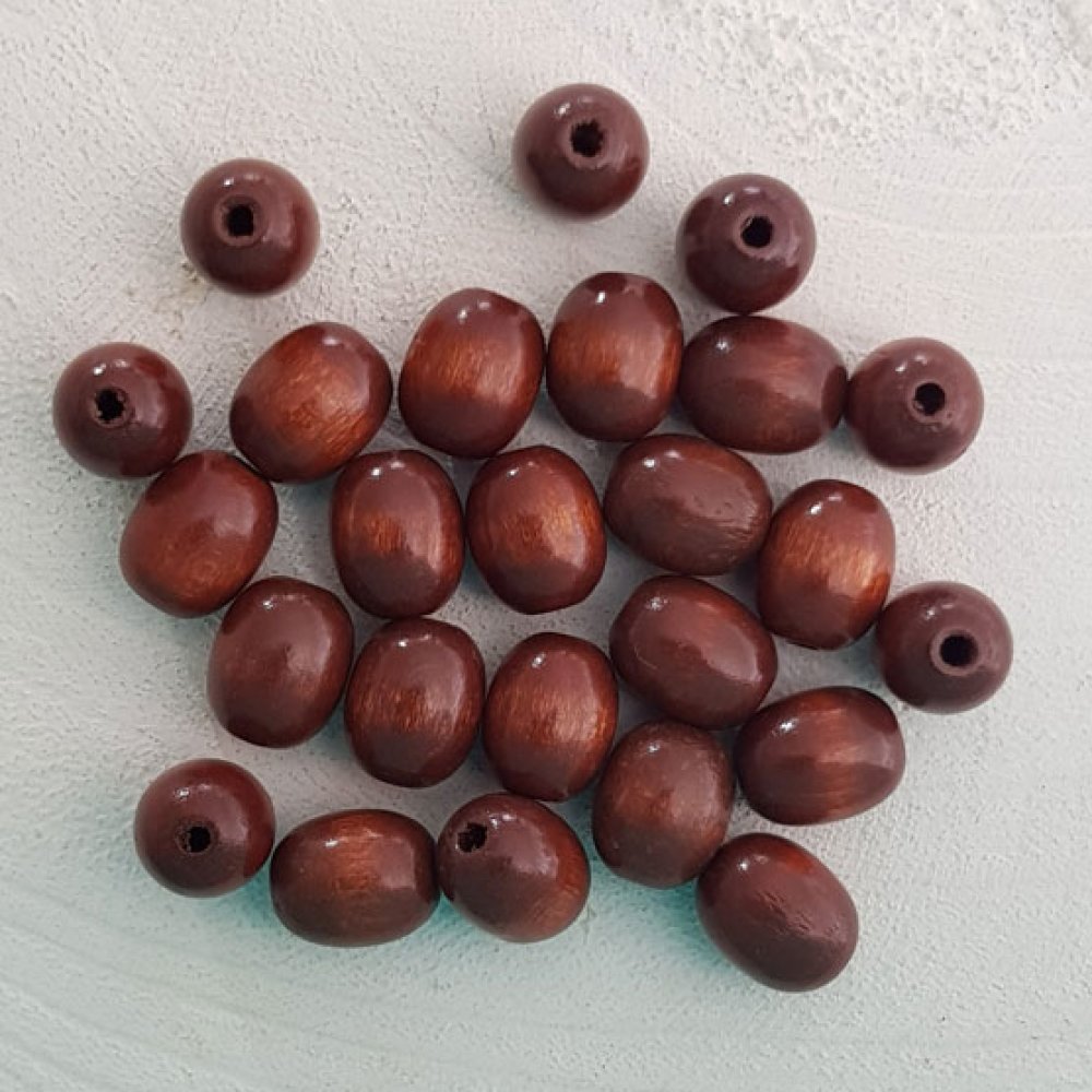 10 Houten Kralen Ovaal / Olijf 13/10 mm Bruin