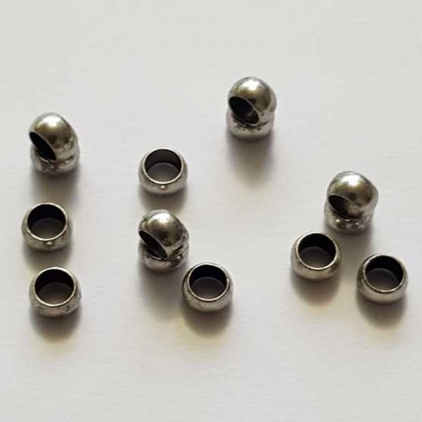 10 Perles &agrave; &eacute;craser de 3 mm argent Vieilli