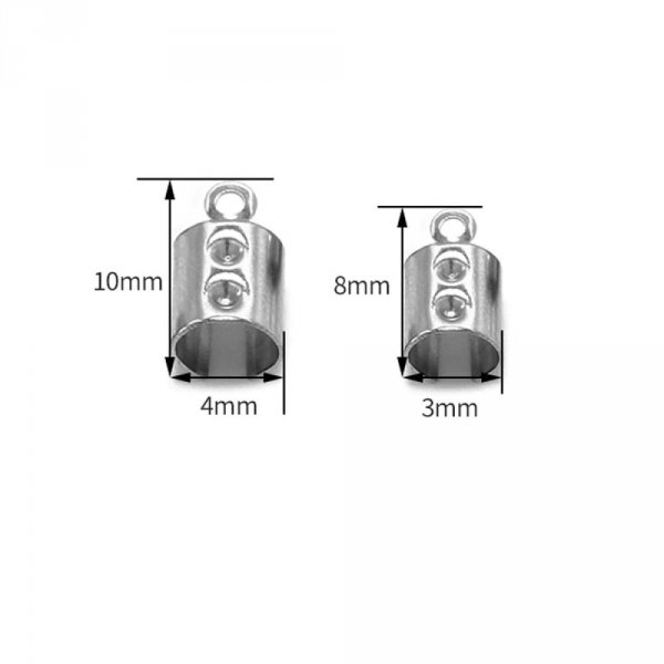 10 roestvrijstalen plet-, knijp-, buig- en lijmpunten 2mm x 8mm