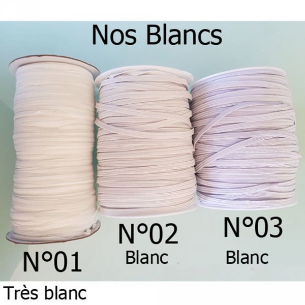 10 meter platte witte elastische tape 5 mm N&deg;03