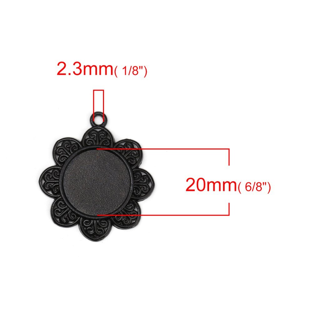 10 x 20mm Zwarte cabochonhouders, cabochonhangers 8500
