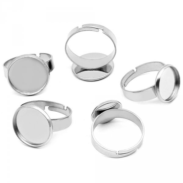 10 cabochonhouders ring 12 mm Zilver N&deg;04