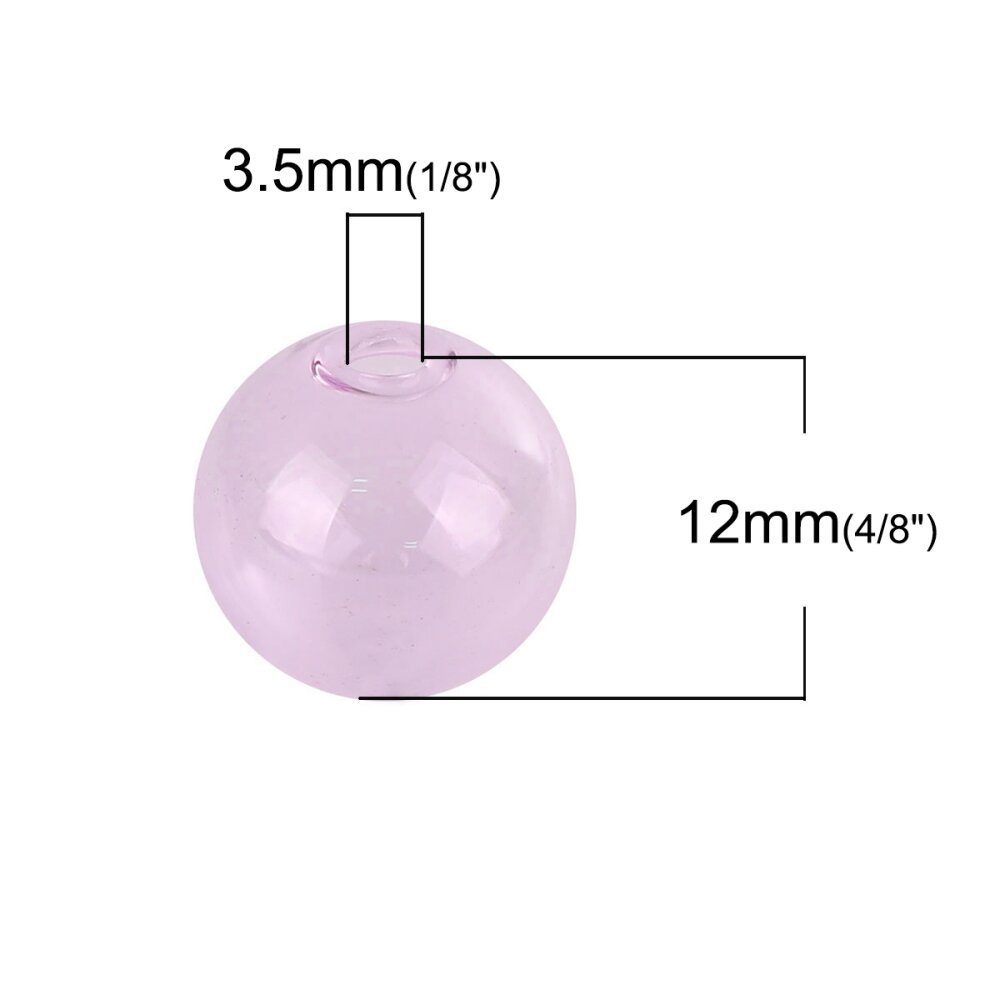 1 Ronde glazen bol om te vullen 12mm Roze