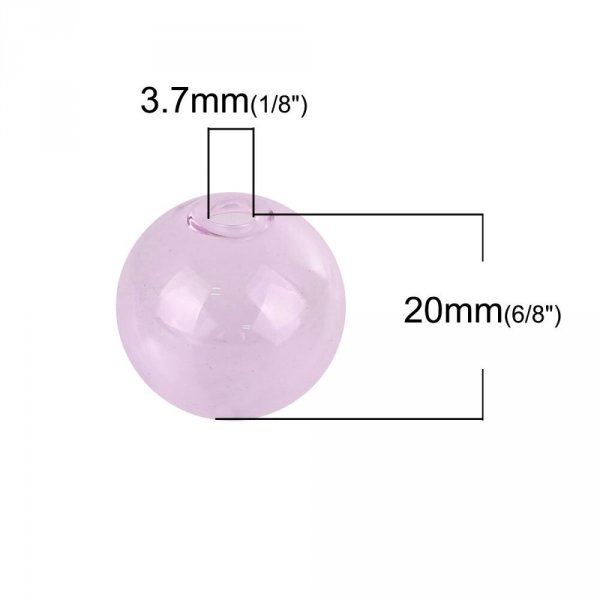1 x 20mm Ronde Glazen Bal Roze om te vullen