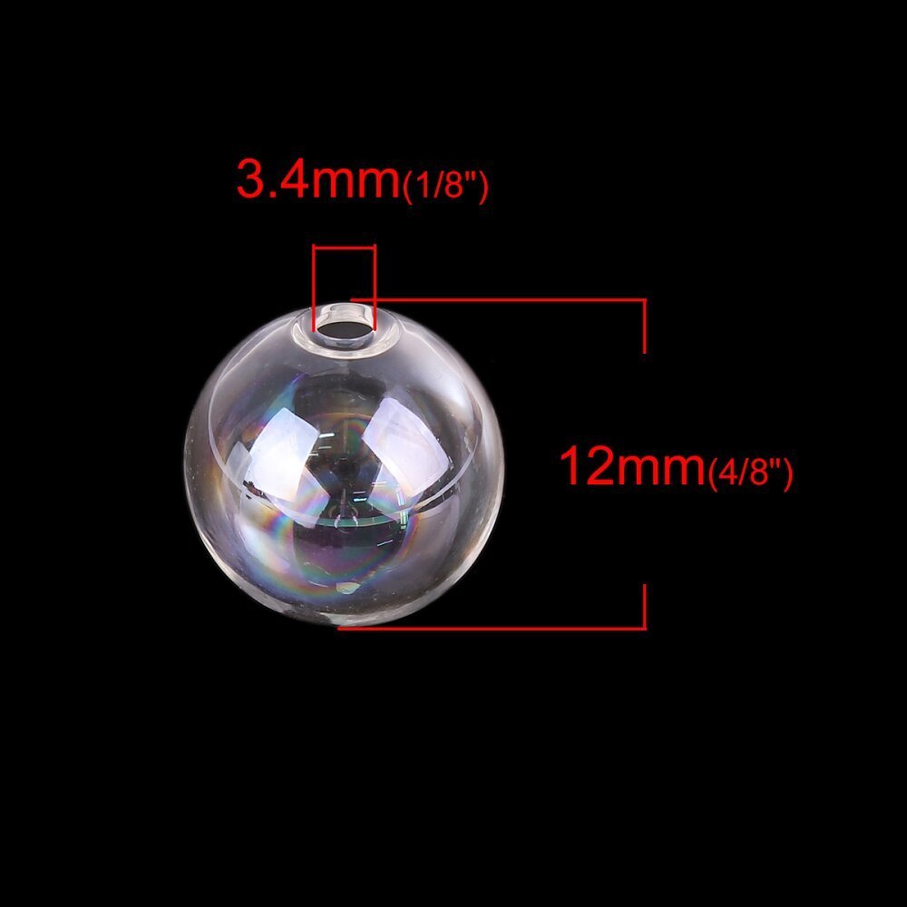 1 Ronde glazen bol om te vullen 12mm AB Transparant