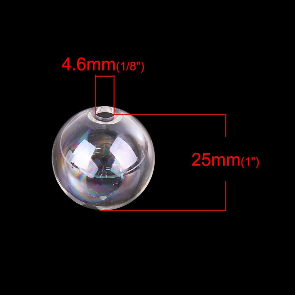 1 Ronde glazen bol 25mm AB Transparant om te vullen