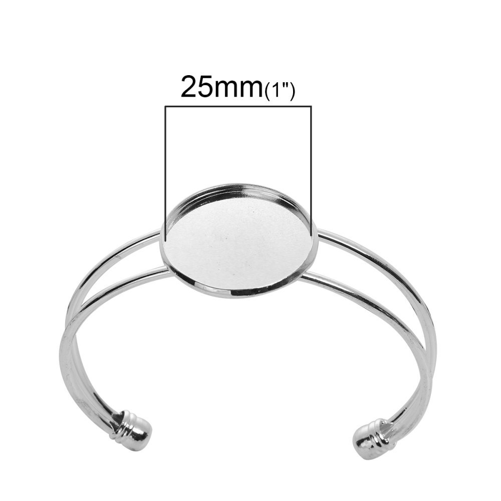 1 Cabochon steunarmband + 1 glazen cabochon 25 mm N°01