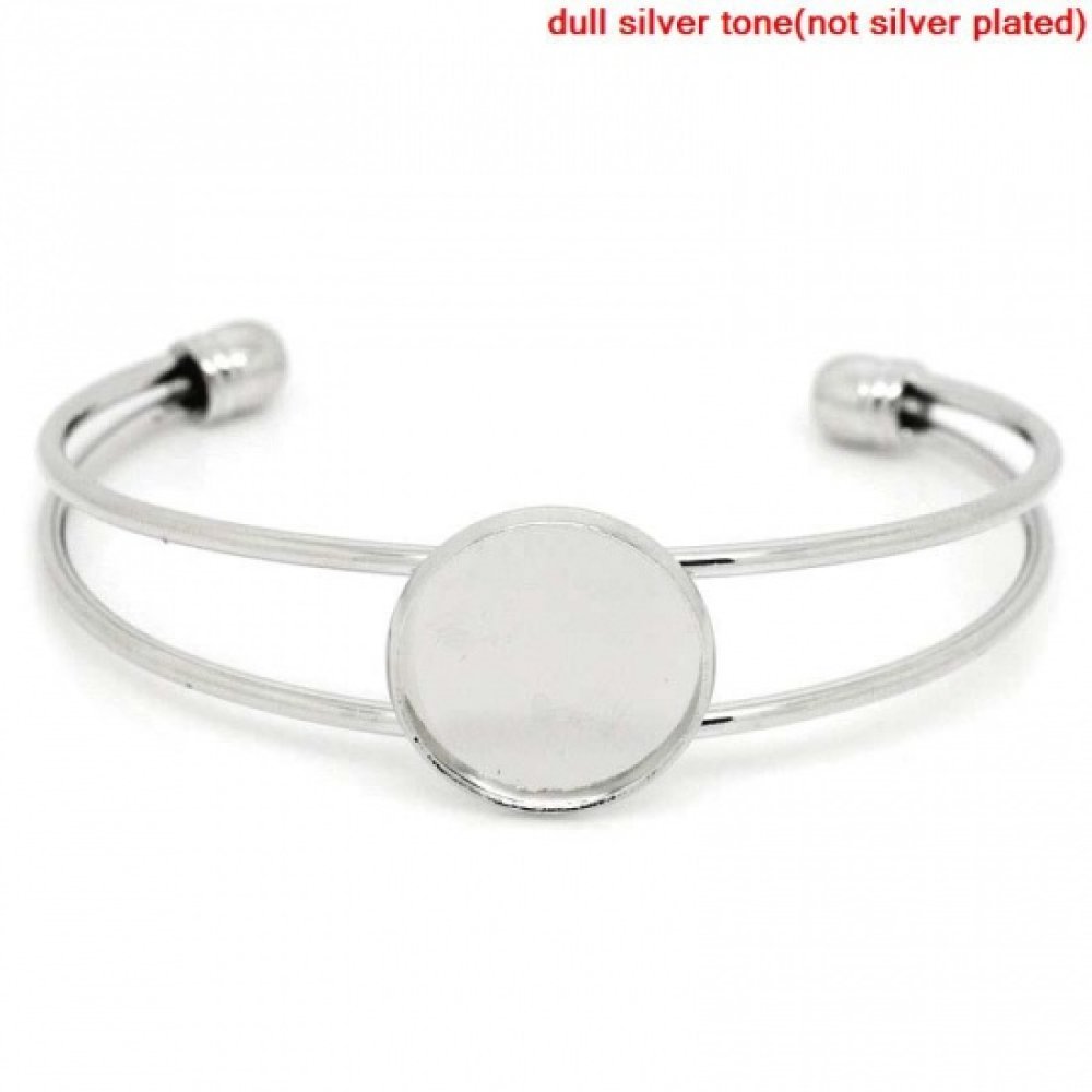 1 Armbandhouder rond cabochon + 1 glazen cabochon 18 mm N°01
