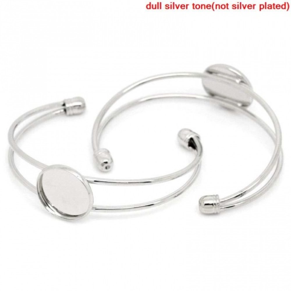 1 Armbandhouder rond cabochon + 1 glazen cabochon 18 mm N°01