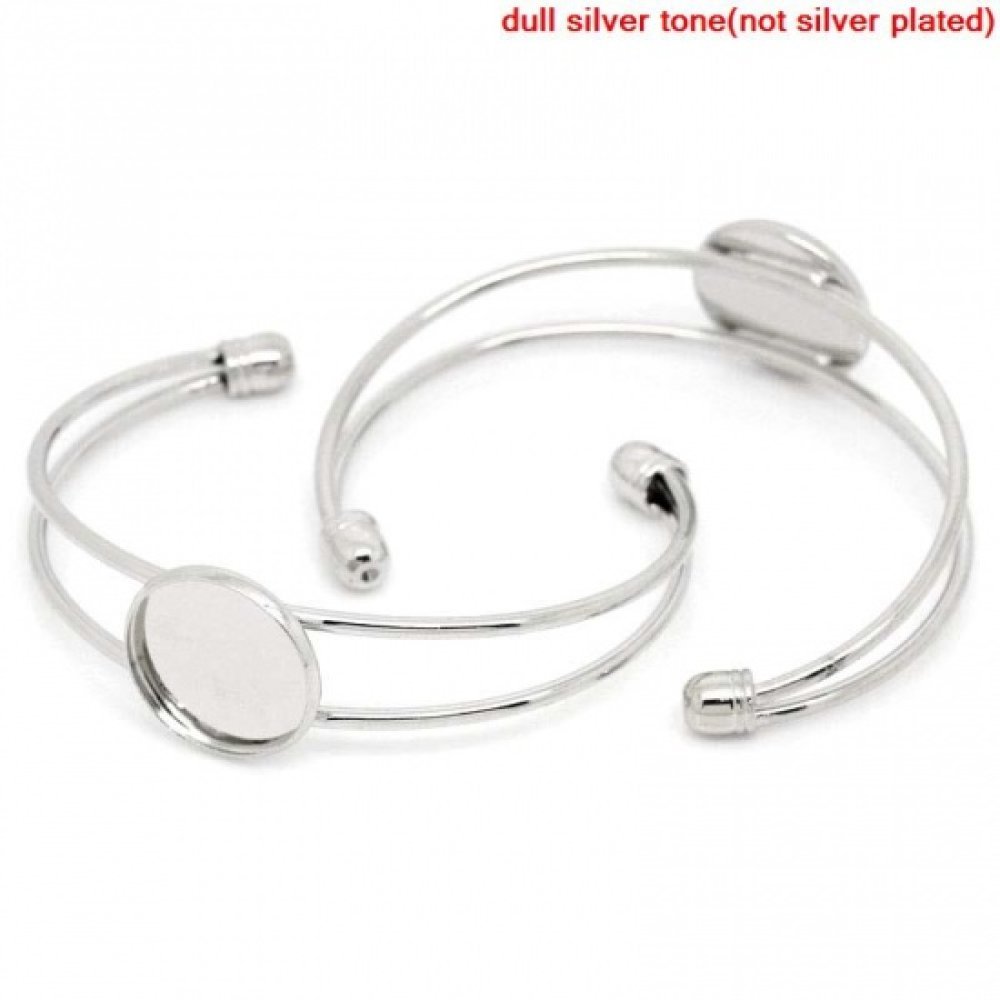 1 Armbandhouder rond cabochon + 1 glazen cabochon 18 mm N°01