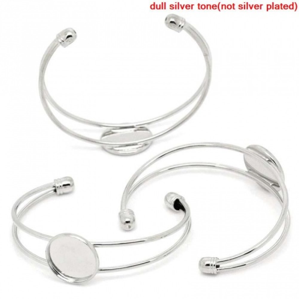 1 Armbandhouder rond cabochon + 1 glazen cabochon 18 mm N°01