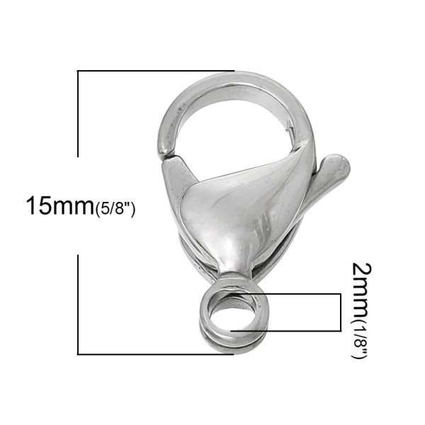 1 Roestvrijstalen karabijnsluiting 15 x 9 mm