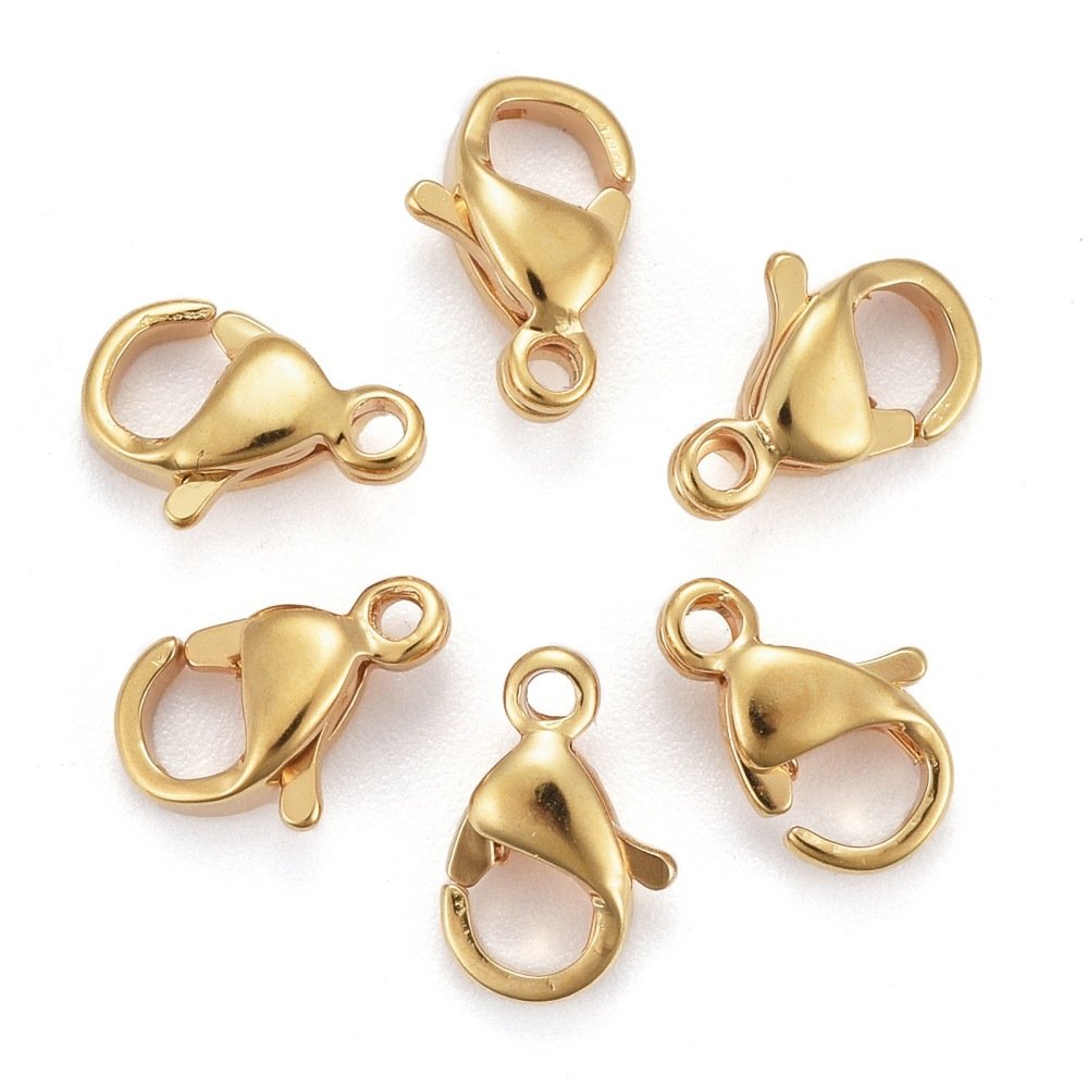 1 Roestvrijstalen sluiting 24K vergulde karabijnsluiting 9 x 6 mm goud