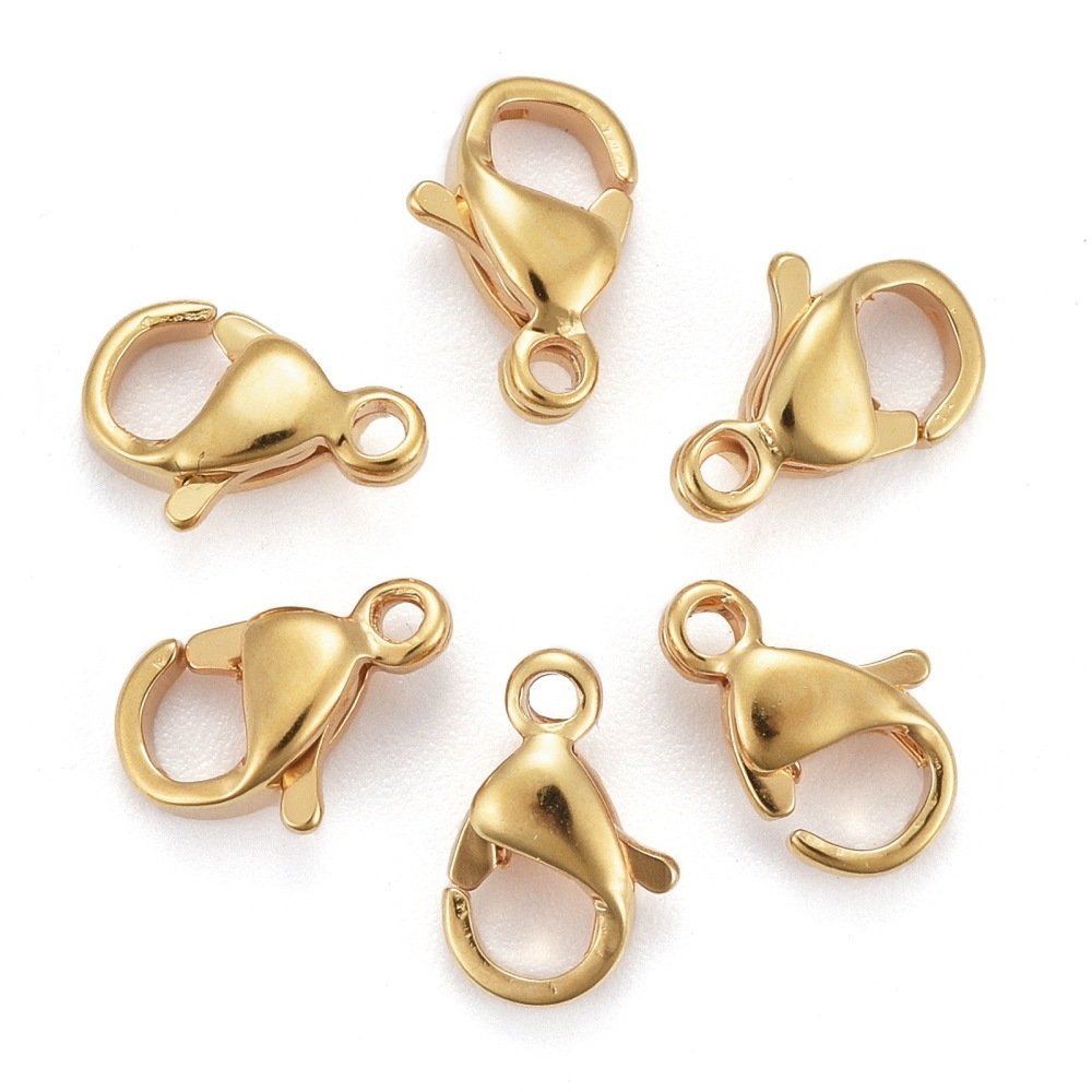 1 Roestvrijstalen sluiting 24K vergulde karabijnsluiting 9 x 6 mm goud