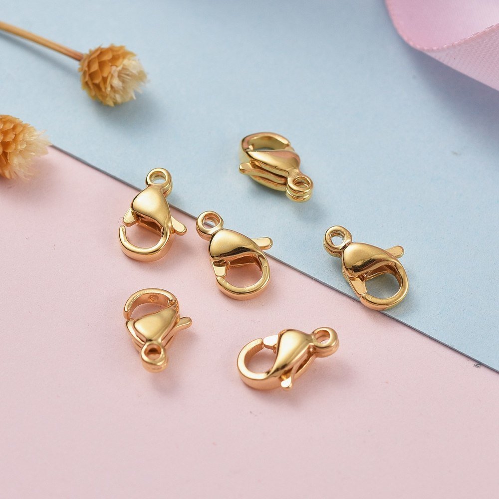 1 Roestvrijstalen sluiting 24K vergulde karabijnsluiting 9 x 6 mm goud