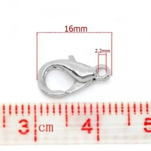 1 Karabijnhaaksluiting 16 x 09 mm.