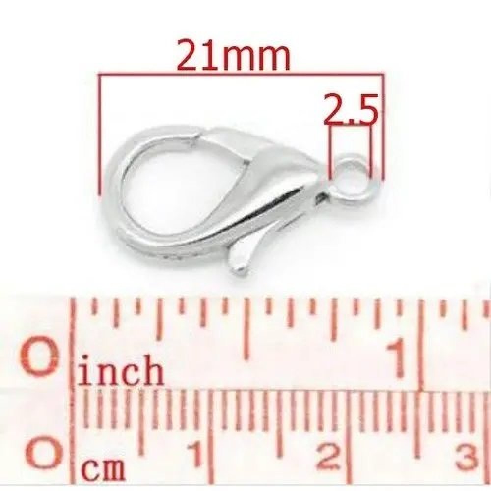 1 Karabijnhaaksluiting 21 x 12 mm Zilver C