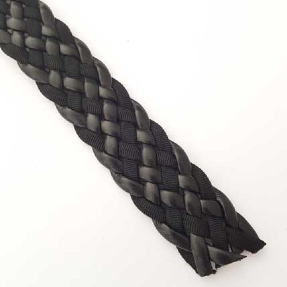 1 Meter Gevlochten leer N°01 zwart 30 mm