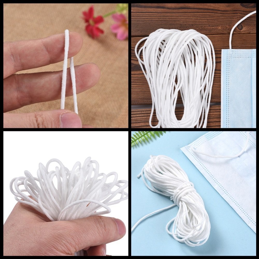 1 Meter Elastisch Masker Polyester rond 2,3 mm Wit